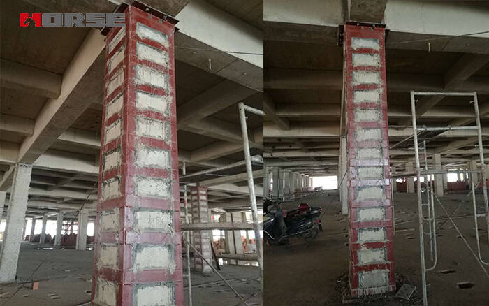 Reforço da coluna de concreto com placa de aço adesiva Reforço da coluna de concreto com placa de aço adesiva