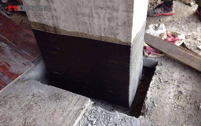 Envoltório em fibra de carbono para reforço de coluna Envoltório em fibra de carbono para reforço de coluna