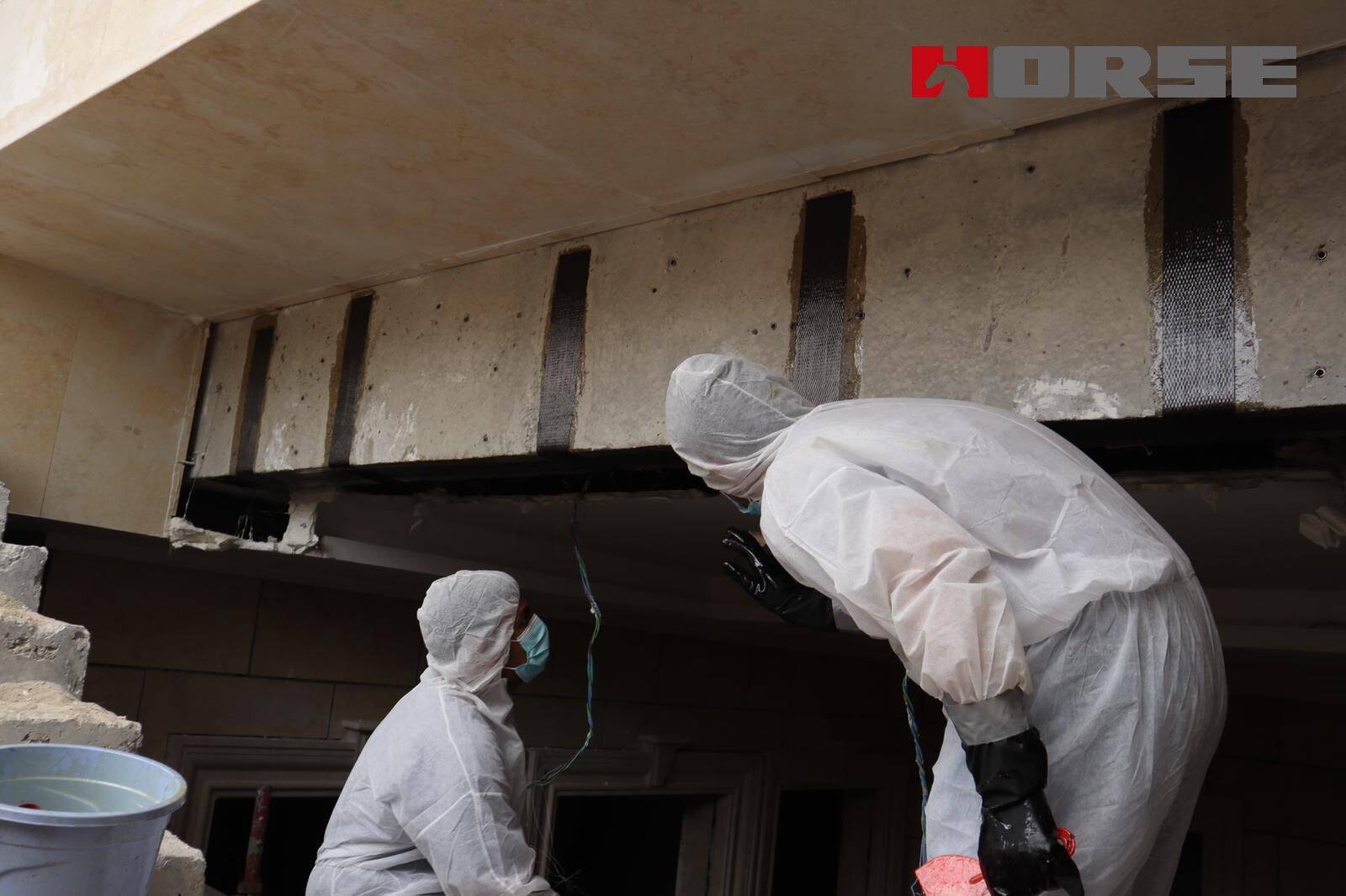 Reforço e reforço de vigas com fibra de carbono HM-60 Reforço e reforço de vigas com fibra de carbono HM-60