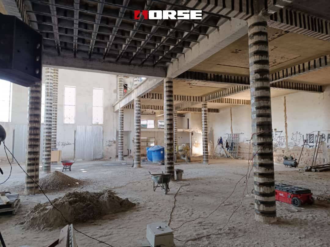 Fibra de carbono reforça estruturas de concreto existentes, causa da adição de novos equipamentos de grande porte
