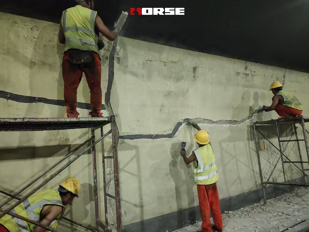 Reparação e cura de fissuras em túneis com adesivo de injeção